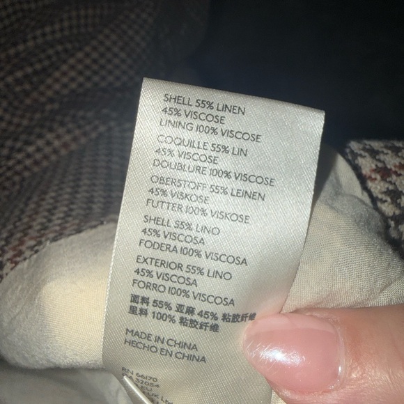 Free People Houndstooth linen Blazer in Brown and Cream $168 - Picture 10 of 10